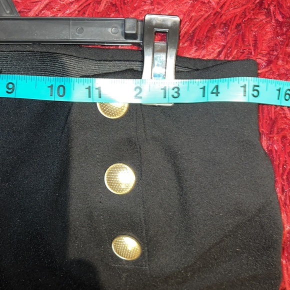 Tahari black tailored gold button military skinny dress pants Sz L - Picture 4 of 10